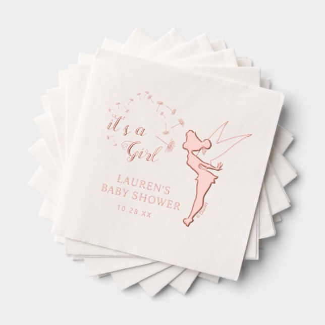 Pink Tinker Bell Baby Shower Foil Napkins (Insitu (Stacked))