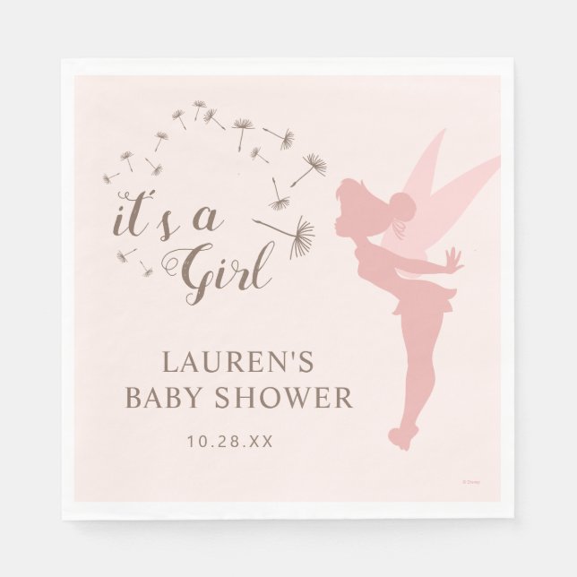Pink Tinker Bell Baby Shower Napkin (Front)