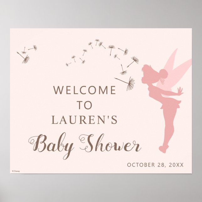 Pink Tinker Bell Baby Shower Welcome Sign (Front)