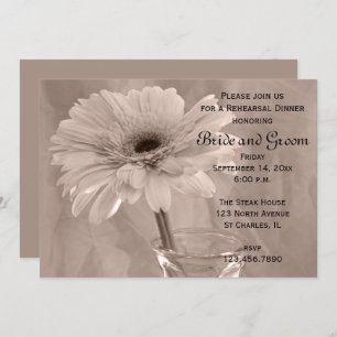Pink Tinted Daisy Wedding Rehearsal Dinner Invitation