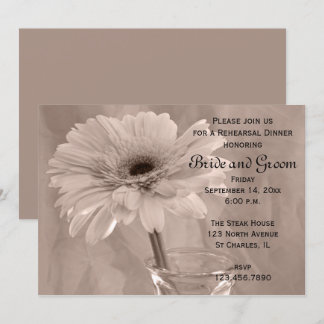 Pink Tinted Daisy Wedding Rehearsal Dinner Invitation
