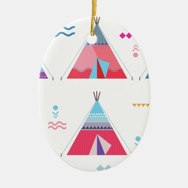 pink tipi ceramic ornament (Front)