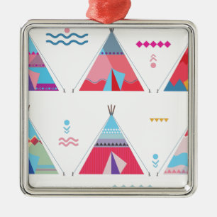pink tipi metal ornament