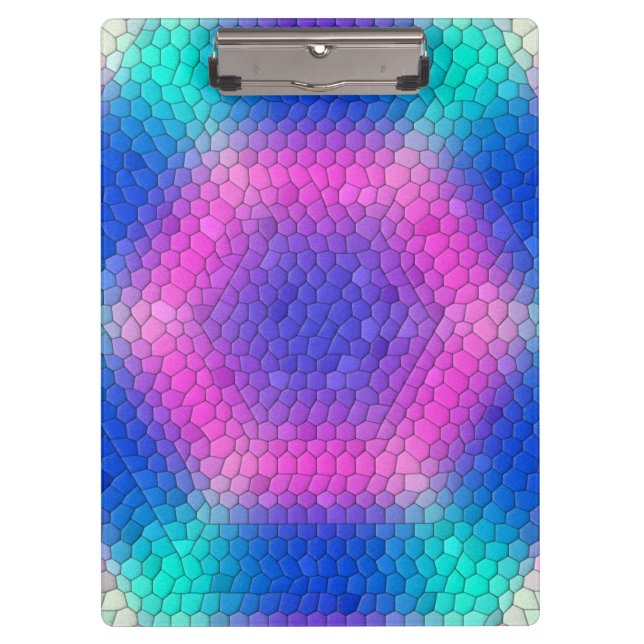 Pink to Blue Holographic Mermaid Scale Hexagons  Clipboard (Front)