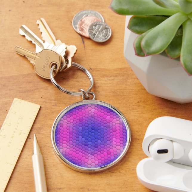Pink to Blue Holographic Mermaid Scale Hexagons  Keychain (Desk)