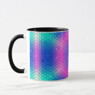 Pink to Blue Holographic Mermaid Scale Hexagons  Mug