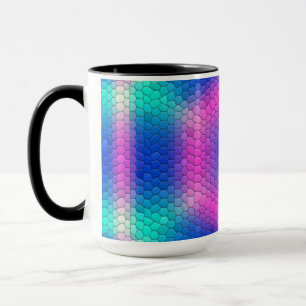 Pink to Blue Holographic Mermaid Scale Hexagons  Mug