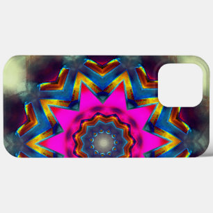 Pink to coloured flower or star in kaleidoscope iPhone 13 pro max case