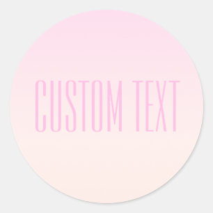 Pink to Peach Sunset Ombre with Customizable Text Classic Round Sticker