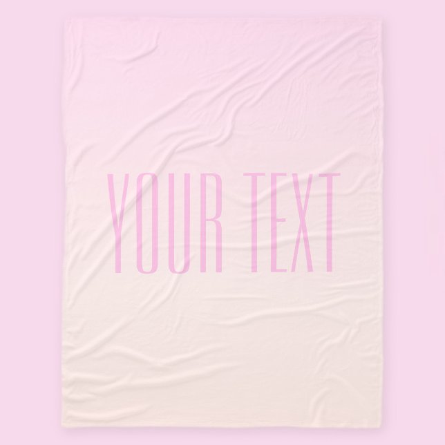 Pink to Peach Sunset Ombre with Customizable Text Fleece Blanket (Creator Uploaded)