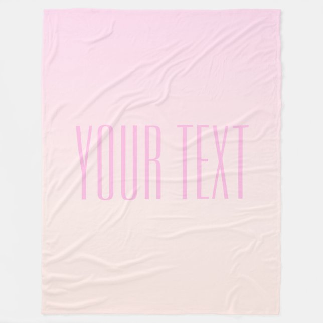 Pink to Peach Sunset Ombre with Customizable Text Fleece Blanket (Front)
