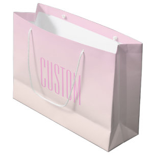 Pink to Peach Sunset Ombre with Customizable Text Large Gift Bag