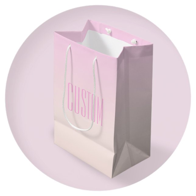 Pink to Peach Sunset Ombre with Customizable Text Medium Gift Bag (Creator Uploaded)