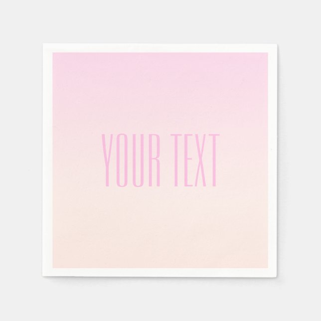 Pink to Peach Sunset Ombre with Customizable Text Napkin (Front)