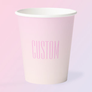 Pink to Peach Sunset Ombre with Customizable Text Paper Cups