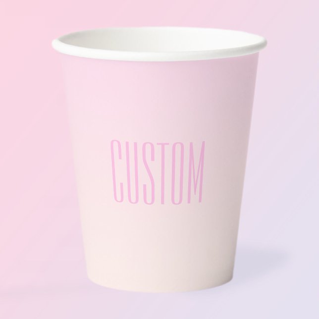 Pink to Peach Sunset Ombre with Customizable Text Paper Cups (Creator Uploaded)