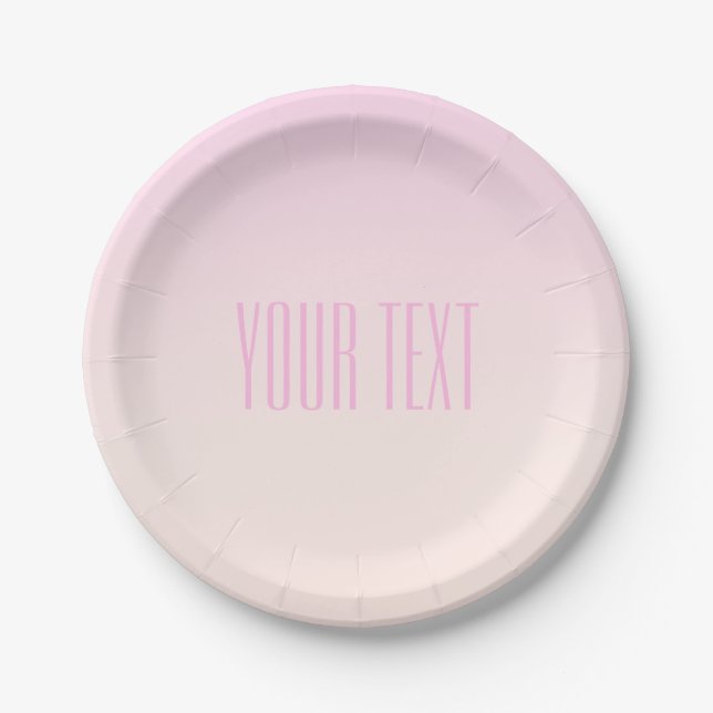 Pink to Peach Sunset Ombre with Customizable Text Paper Plate (Front)
