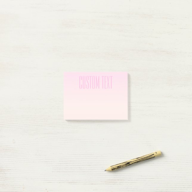 Pink to Peach Sunset Ombre with Customizable Text Post-it Notes (On Desk)