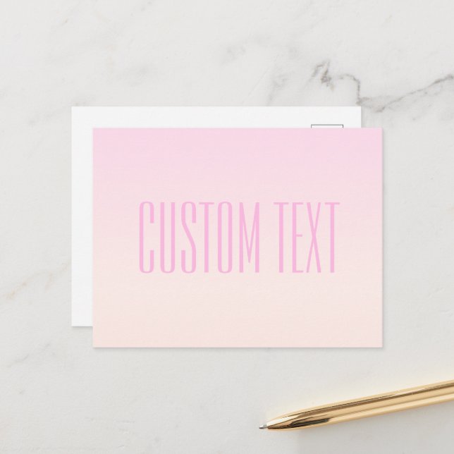 Pink to Peach Sunset Ombre with Customizable Text Postcard (Front/Back In Situ)