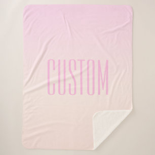 Pink to Peach Sunset Ombre with Customizable Text Sherpa Blanket