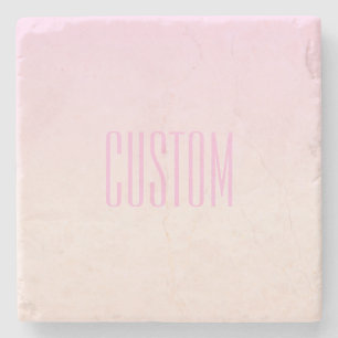 Pink to Peach Sunset Ombre with Customizable Text Stone Coaster