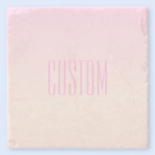 Pink to Peach Sunset Ombre with Customizable Text Stone Coaster