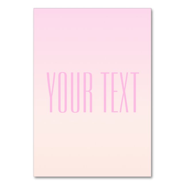 Pink to Peach Sunset Ombre with Customizable Text Table Number (Front)