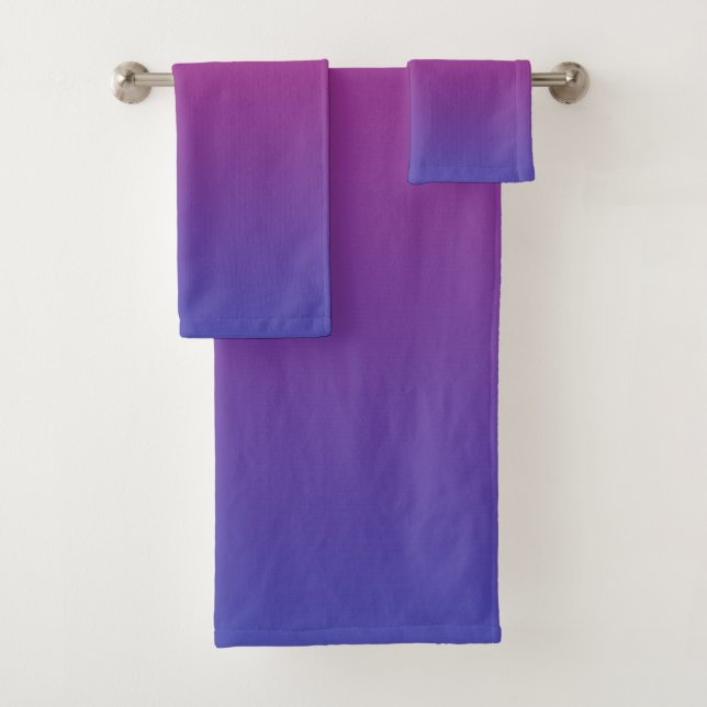 Pink to Purple Gradient Bath Towel Set (Insitu)