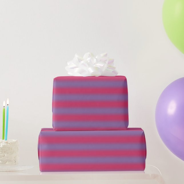 Pink to Purple Gradient Soft Stripes Wrapping Paper (Party Gifts)