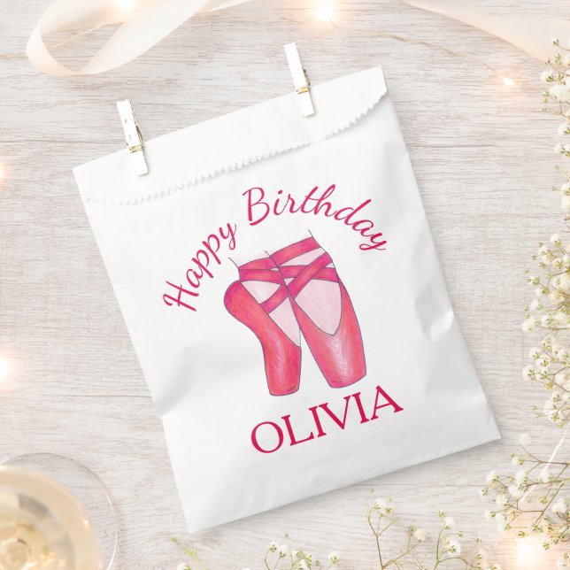 Pink Toe Shoes Ballet Ballerina Dance Birthday Favour Bag (Clipped)