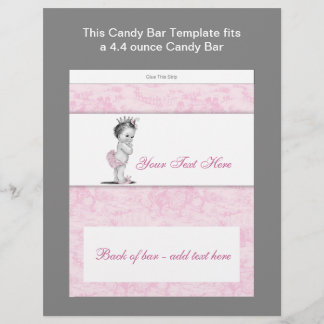Pink Toile Baby Shower Candy Bar Wrapper