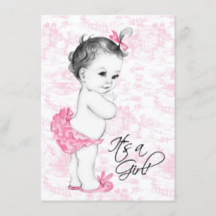 Pink Toile Baby Shower Invitation