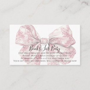 Pink Toile Bow Girl Books For Baby Enclosure Card