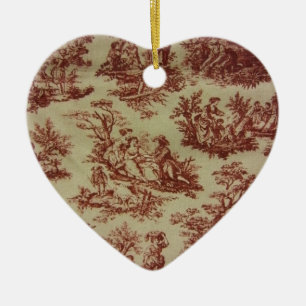 Pink Toile Ceramic Ornament