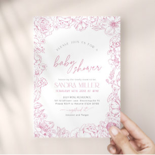 Pink Toile de Jouy Baby Shower Invitation