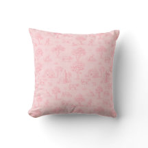 Pink Toile Throw Pillow