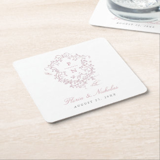 Pink Toile Wedding Paper Coasters Chinoiserie Chic