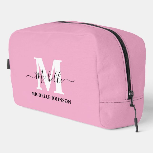 Pink Toiletry Bag with Monogram (Right Corner)