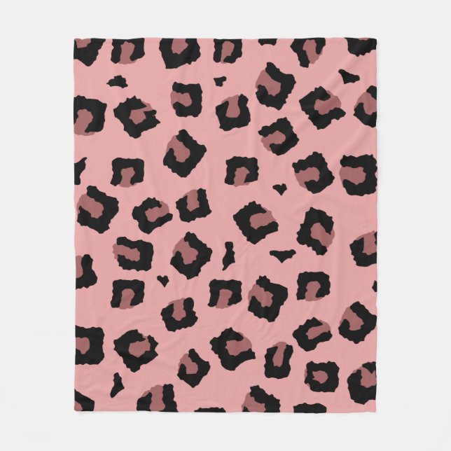 Pink Tone Leopard Seamless Pattern  Fleece Blanket (Front)