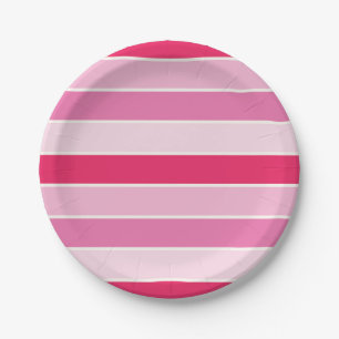Pink Tones and Cream Stripes Paper Plate