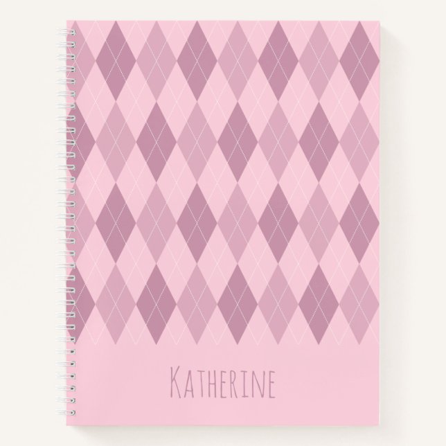 Pink Tones Argyle Pattern Notebook (Front)