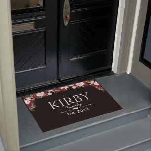 Pink Tones Floral Door Matt Personalized Doormat