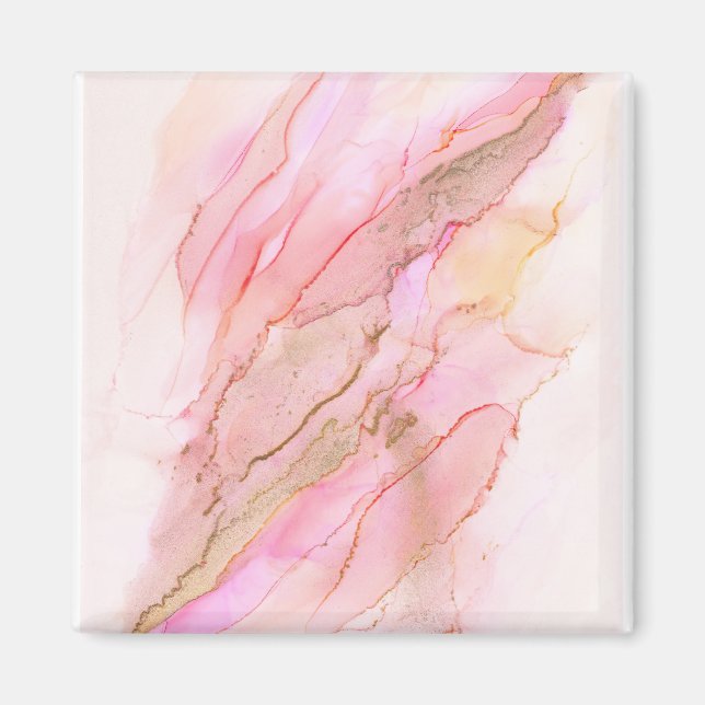 Pink Tones in Clouds of Ink With Gold Magnet (Front)