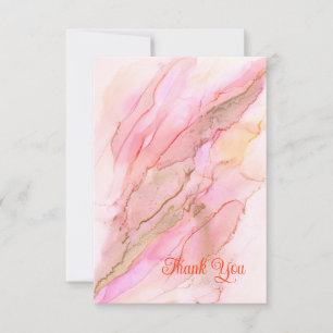 Pink Tones in Clouds of Ink With Gold Thank You Card