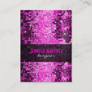 Pink Tones Retro Disco Faux Glitter Business Card