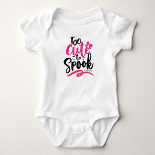 Pink Too Cute To Spook Lettering Halloween Baby Bodysuit