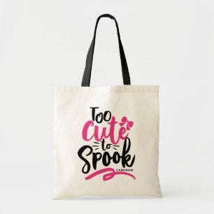 Pink Too Cute To Spook Lettering Halloween Tote Bag