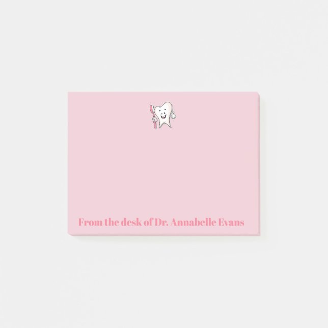 Pink Tooth and Brush Post-it Notes (Front)