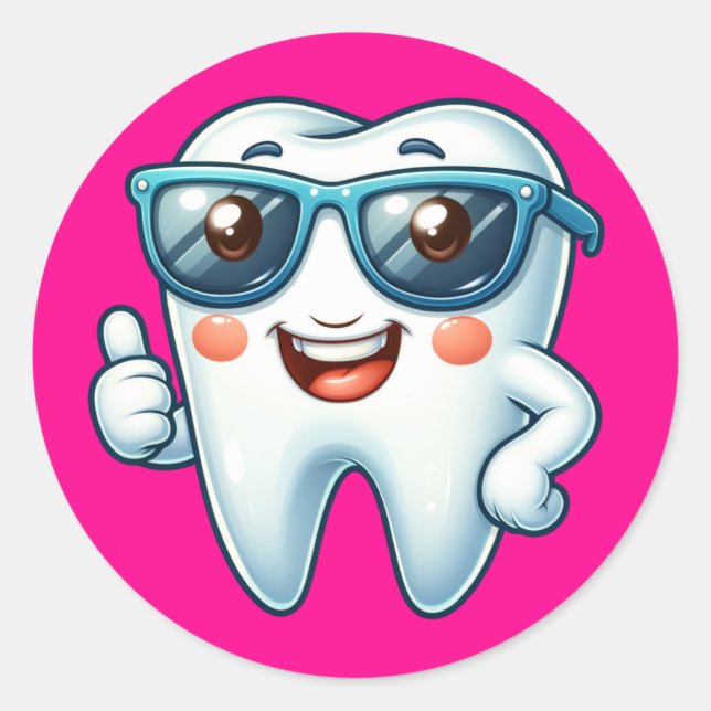 Pink Tooth  Classic Round Sticker (Front)