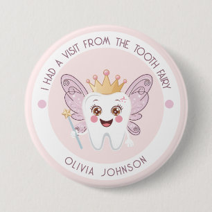 Pink Tooth Fairy  3 Inch Round Button